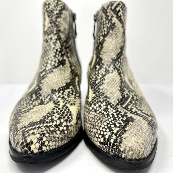 Blondo Waterproof Snakeskin Ankle Boots 10M Leather Block Heel Zip Booties - Picture 11 of 14